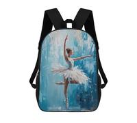 sinyumoney Ballet Dancer in Blue Ballet Dancer Print Backpacks Kids School Backpack School Bag 3D Printed School Bag for Boys Elementary And Middle School Students 17inch