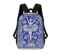 sinyumoney Ballet Dancer in Floral Frame Rucksack Water Resistant Computer Rucksack for Campus Outdoor Travel Sports 17inch