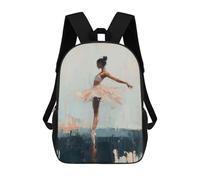 sinyumoney Ballet Dancer in Pink Tutu Abstract Ballerina Wall Art Backpack School Bag Large Water Resistant Laptop Backpack for Teenage Girls Boys Women Men 17inch