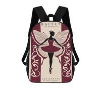 sinyumoney Ballet Dancer with Butterfly Wings Poster 3D Printed Children's 17 Inch Backpacks 3D Printed Casual School Bag for Boys Elementary And Middle
