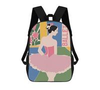 sinyumoney Ballet School Poster Kids Backpack 17 Inch School Bag 3D Printed Cartoon School Backpacks for Boys And Teenager School Students