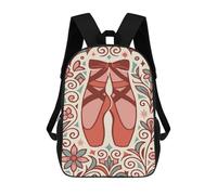 sinyumoney Ballet Shoes Floral Art 17 Inch Backpacks Kids Schoolbag,3D Printed Elementary And Middle School Students Backpacks for Boys Girls