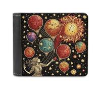 sinyumoney Balloon Celestial Dreams 3D Print PU Leather Wallet Card Slots ID Slots Note Section Slim Elegant Wallets Everyday Use 11.7cm*9.5cm