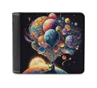 sinyumoney Balloon Dreams in Space -2 3D Print Clutch Purse Credit Cards Coins RFID Blocking Leather Men's Wallet Craftsmanship Gifts 11.7cm*9.5cm