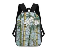 sinyumoney Bamboo Tree Stained Glass School Bag Backpack Teen Schoolbag 3D Printing Adjustable Schoolbag Fashion Pocket Bag for Kids Boys Girls Students And Teenagers Fans 17inch
