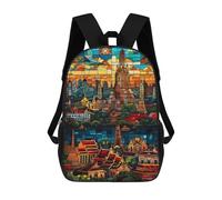 sinyumoney Bangkok Temple Sunset Kids Backpack, Kids School Bag 3D Printed School Backpacks for Boys And Teenager School Students 17inch