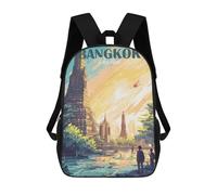sinyumoney Bangkok Thailand Travel Backpacks Kids School Backpack School Bag 3D Printed School Bag for Boys Elementary And Middle School Students 17inch