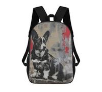 sinyumoney Banksy Corgi Graffiti Art School Bag Backpack Teen Schoolbag 3D Printing Adjustable Schoolbag Fashion Pocket Bag for Kids Boys Girls Students And Teenagers Fans 17inch
