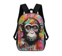 sinyumoney Banksy Graffiti Ape Monkey School Backpack for Girls Backpack Water Repellent Casual Daypack Lightweight Rucksack Boy Girl School Backpack 17inch