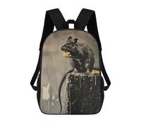 sinyumoney Banksy Graffiti Rat Cheese Backpacks 3D Printed Kids School Backpack School Bag Fashion Rucksacks for Boys Elementary And Middle School Students 17inch