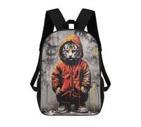 sinyumoney Banksy Lil Tiger Cub Hood Rucksack Lightweight Casual Daypack School Backpacks for School/Work/Travel 17inch