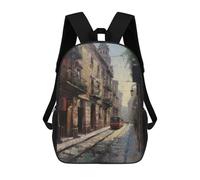 sinyumoney Barcelona Colorful Street School Backpack Water Resistant Computer Rucksack- Perfect for Travel, Work And Daily Use 17inch