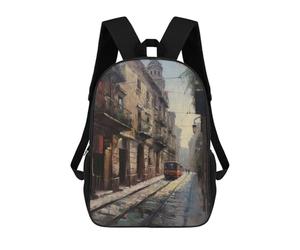 sinyumoney Barcelona Colorful Street School Backpack Water Resistant Computer Rucksack- Perfect for Travel, Work And Daily Use 17inch