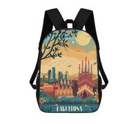 sinyumoney Barcelona Dreamscape School Backpack for Girls Backpack Water Repellent Casual Daypack Lightweight Rucksack Boy Girl School Backpack 17inch