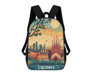 sinyumoney Barcelona Dreamscape School Backpack for Girls Backpack Water Repellent Casual Daypack Lightweight Rucksack Boy Girl School Backpack 17inch