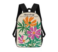 sinyumoney Barcelona Floral Expo Poster Backpack School Travel College Rucksack Backpacks for Campus Outdoor Travel Sports 17inch