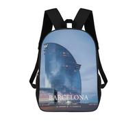 sinyumoney BARCELONA Kids' Backpack 3D Printing School Bag Boys Cool Daypacks Casual Knapsack Fun Back Bag for Kids And Teenager 17inch