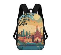 sinyumoney Barcelona Skyline Children's Backpacks School Backpack 3D Printed Backpack for Kids Travel Rucksacks Book Bags Kids School Bag 17inch