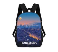 sinyumoney Barcelona, Spain at Night Backpacks Kids School Backpack School Bag 3D Printed School Bag for Boys Elementary And Middle School Students 17inch