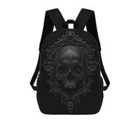 sinyumoney Baroque Black Skull Backpack School Large Water Resistant Laptop Backpack for Teenage Girls Boys Women Men 17inch