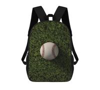 sinyumoney Baseball on Green Grass Field Backpacks 3D Printed 17inch Kids School Backpack Outdoor Casual Daypack Casual Travel Bags for Middle School Students