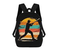sinyumoney Baseball Player Silhouette Backpacks Kids Student Schoolbag,3D Printed Backpacks,Elementary And Middle School Students Backpacks for Boys Girls 17inch