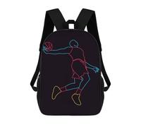 sinyumoney Basketball Neon Art School Backpack Rucksack Casual Daypacks School Work Travel Bag for Men, Women & Teenage Boys 17inch