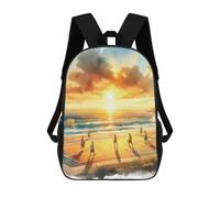 sinyumoney Basketball on The Beach School Bags Large Lightweight Casual Backpack- Perfect for Travel, Work And Daily Use 17inch