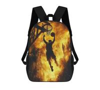 sinyumoney Basketball Silhouette in Flames Backpack School Bag Large School Backpack for Boys for Teenage Girls Boys Women Men 17inch