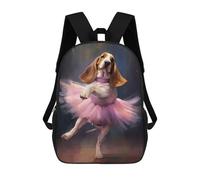sinyumoney Basset Hound Ballerina Backpack School Business Laptop Rucksack Bag Unisex Casual Daypack for Girls Boys Teenage 17inch