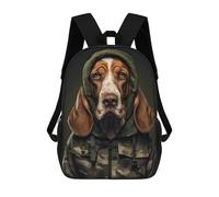 sinyumoney Basset Hound Camo Jacket School Bags Lightweight Airport College Students Back Pack for School/Work/Travel 17inch