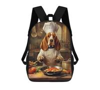 sinyumoney Basset Hound Chef Backpacks Kids School Backpack School Bag 3D Printed School Bag for Boys Elementary And Middle School Students 17inch