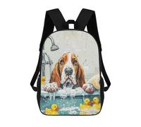 sinyumoney Basset Hound Dog Children's Backpack, 3D Printed School Backpack, Backpack for Boys Girls, Adjustable School Bag for Primary School 17inch