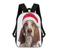 sinyumoney Basset Hound Dog with Santa Hat Kids Backpack, Kids School Bag 3D Printed School Backpacks for Boys And Teenager School Students 17inch