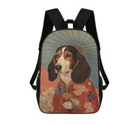 sinyumoney Basset Hound Geisha Backpack School Bag Rucksack Casual Daypacks School Work Travel Bag for Teenage Girls Boys Women Men 17inch