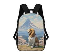 sinyumoney Basset Hound Mount Fuji Backpack School Lightweight Schoolbag Dayback Bookbag College for Girl, Teen Girls 17inch