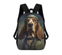 sinyumoney Basset Hound Soldier Backpack 3D Print Kids Bag Elementary Students Daypack Lightweight School Bag for Children Girls Boys Nursery Lunch Pack 17inch