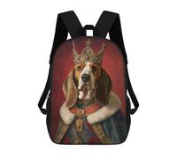 sinyumoney Basset Hound The King Backpack 3D Print Kids Bag Elementary Students Daypack Lightweight School Bag for Children Girls Boys Nursery Lunch Pack 17inch