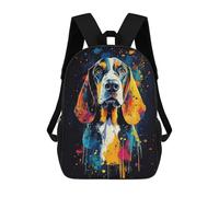 sinyumoney Basset Hound Watercolor Art Children's Backpack, 3D Printed School Backpack, Backpack for Boys Girls, Adjustable School Bag for Primary School 17inch
