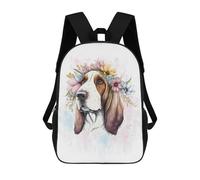 sinyumoney Basset Hound Watercolor Backpack School Daypacks Business Backpack Water Resistant Bookbag for Boys/Girls/Teenagers 17inch