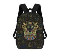 sinyumoney Bastet Egyptian Goddess School Bag 3D Printed 17inch Backpacks Fashion Kids School Backpack Rucksacks for Boys Elementary And Middle School Students