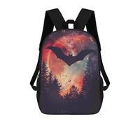 sinyumoney Bat Silhouette Galaxy Backpack Kids School Backpack School Bag 3D Printed Fashion School Bag for Boys Elementary And Middle School Student 17inch