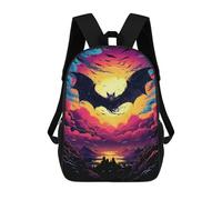 sinyumoney Bat Skyline Sunset Children's Backpacks School Backpack 3D Printed for Kids Travel Rucksacks Book Bags Kids 17inch School Bag