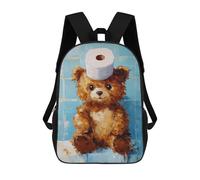 sinyumoney Bathroom Bear with Toilet Paper School Backpack 3D Printed Children's 17inch Backpacks Bag Bookbag for Kids Boy Girl Book Bags Kids School Bag Travel Rucksacks