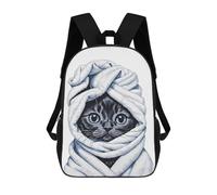 sinyumoney Bathroom Cat Poster 17 Inch Backpacks Kids Schoolbag,3D Printed Elementary And Middle School Students Backpacks for Boys Girls