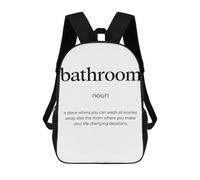 sinyumoney Bathroom Definition Backpacks 3D Printed Kids School Backpack Outdoor Casual Daypack Fashion Casual Children Backpacks Cute Travel Bags 17inch
