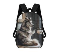 sinyumoney Bathroom Husky Backpack School Bag Large Water Resistant Laptop Backpack for School/Work/Travel 17inch