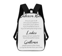 sinyumoney Bathroom Rules Rucksack Lightweight Airport College Students Back Pack for Girls Boys Teenage 17inch