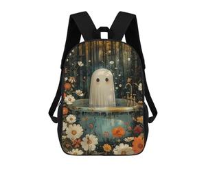 sinyumoney Bathtube Ghost Floral School Backpack Daypacks Business Backpack Water Resistant Bookbag for Men/Women 17inch