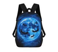 sinyumoney Bats Flying in Front of Blue Moon Backpacks Kids School Backpack School Bag 3D Printed School Bag for Boys Elementary And Middle School Students 17inch